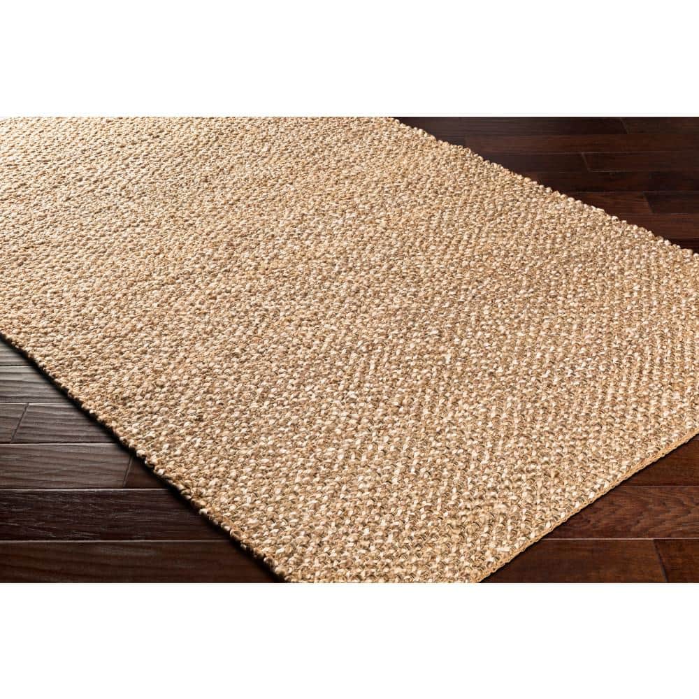 Taupe Handwoven Jute Rectangular Area Rug 5' x 7'