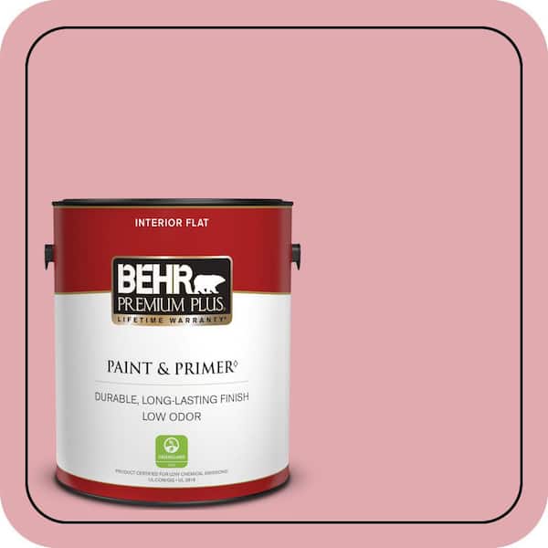 BEHR PREMIUM PLUS 1 gal. #130C-3 Raspberry Lemonade Flat Low Odor Interior Paint & Primer