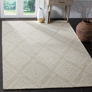 Micro-Loop Beige 9 ft. x 12 ft. Medallion Solid Color Area Rug