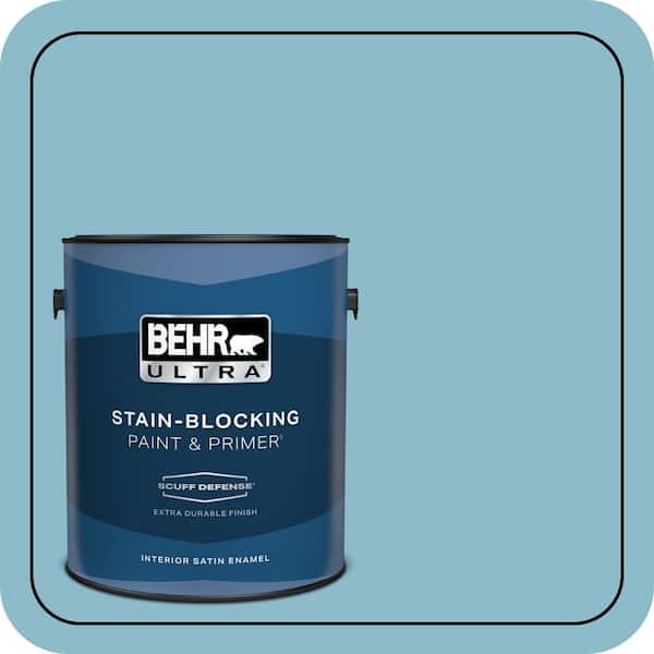 BEHR ULTRA 1 gal. #S460-3 Blue Echo Extra Durable Satin Enamel Interior Paint & Primer