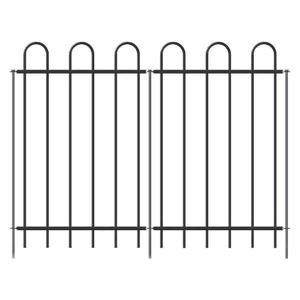 36 in. Metal Garden Fence No Dig Border Yard Fencing Dog Barrier for Flower Bed Lawn Patio 6 Panels 7 Stakes Black