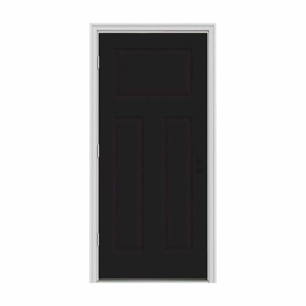 30 in. x 80 in. 3-Panel Craftsman Black Painted Steel Prehung Right-Hand Outswing Front Door w/Brickmould price history on PriceWatchPro