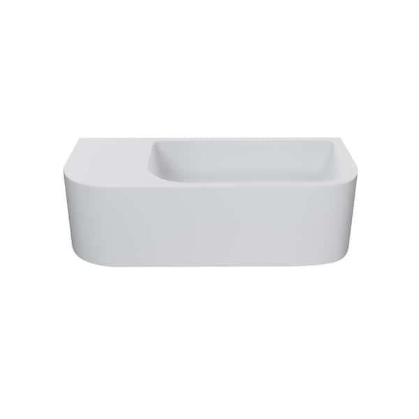 Carre 25" Solid Surface Oval Wall-Mounted Sink In Matte White