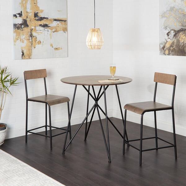 Silverwood Furniture Reimagined Declean 3-Piece Metal Wood Pub Height Dining Set