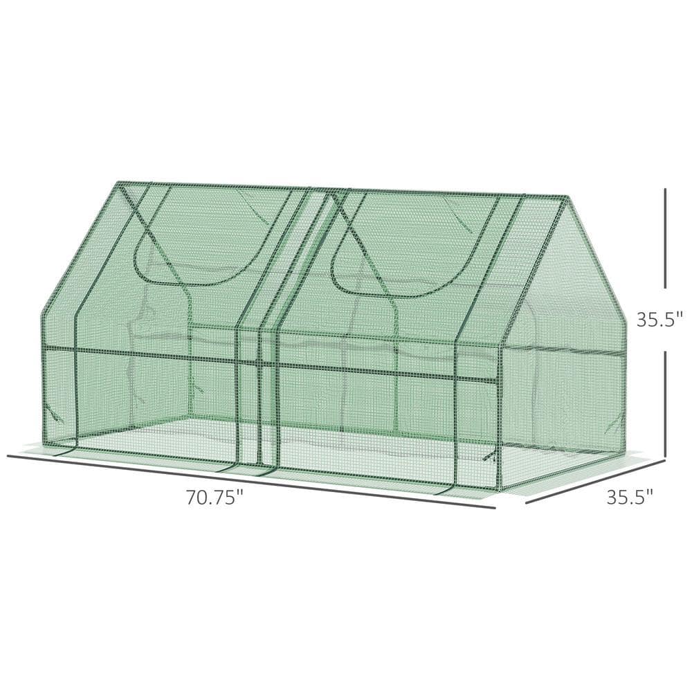 Outsunny 6'x3' Double-Cover Portable Greenhouse with Steel Frame