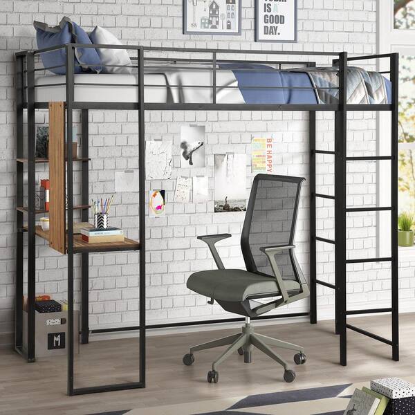 Desk And Bookcase Kid Loft Bed Frame, Loft Bed With Desk And Bookcase