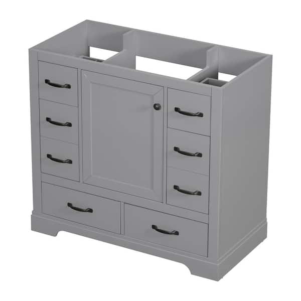 35.50 in. W. x 17.90 in. D x 33 in. H Bath Vanity Cabinet without Top in Gray