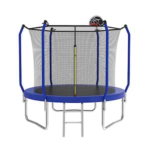 Ami 8 ft Blue ASTM Approved Reinforced `Trampoline with Safety Enclosure Net, Outdoor Recreational Trampoline