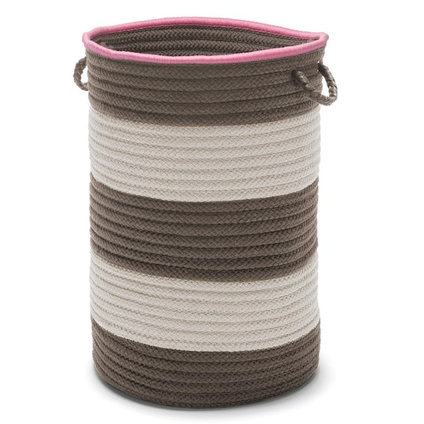Colonial Mills Color Pop Round Polypropylene Hamper Gray Pink 16 in. x 16 in. x 24 in.