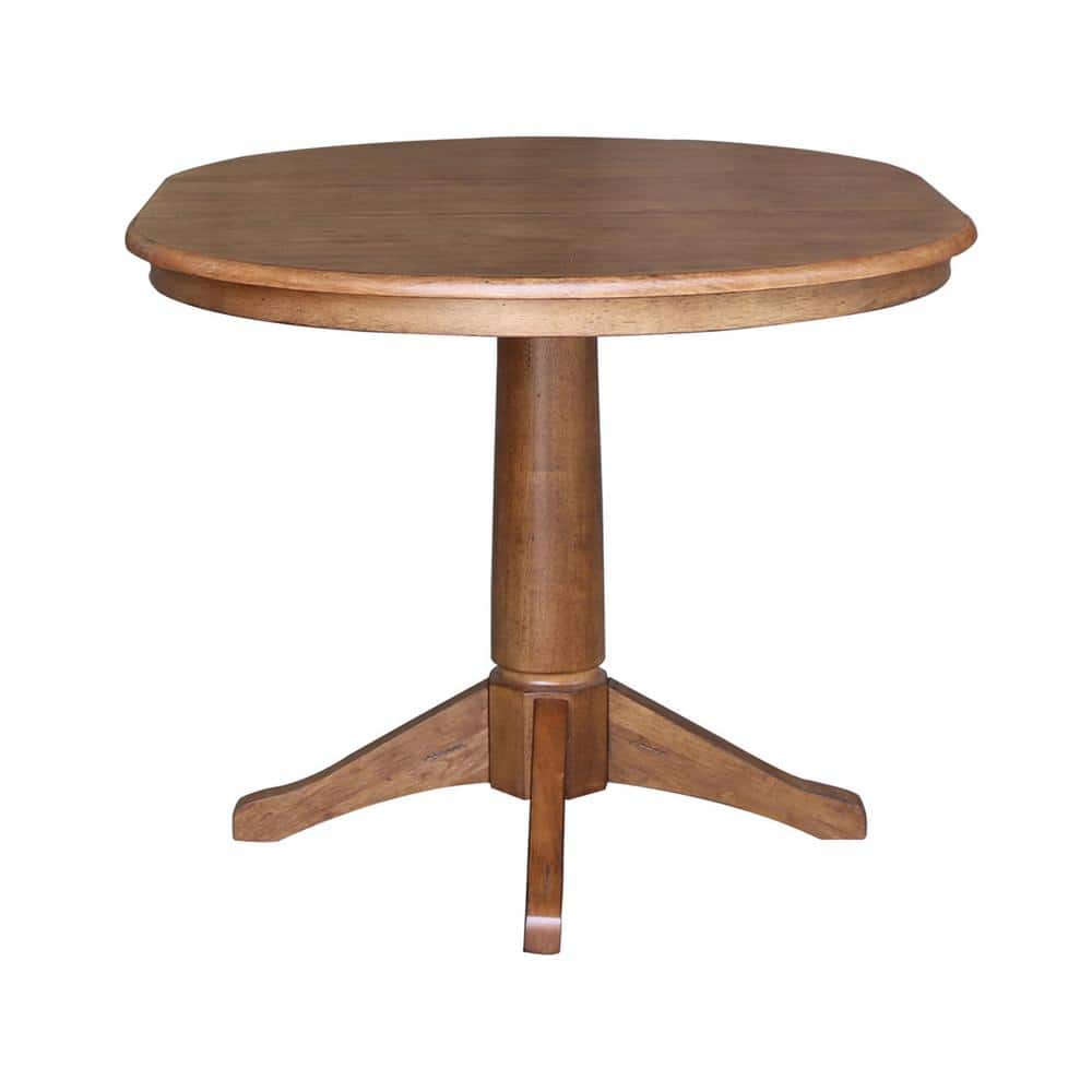 Eco-Friendly Distressed Oak Round Extendable Counter Table