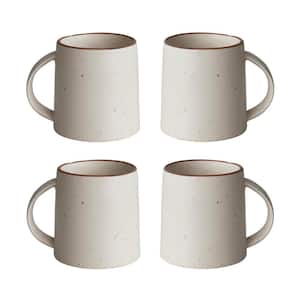 10 oz. Ivory Speckled Stoneware Mug with Brown Rim (Set of 4)