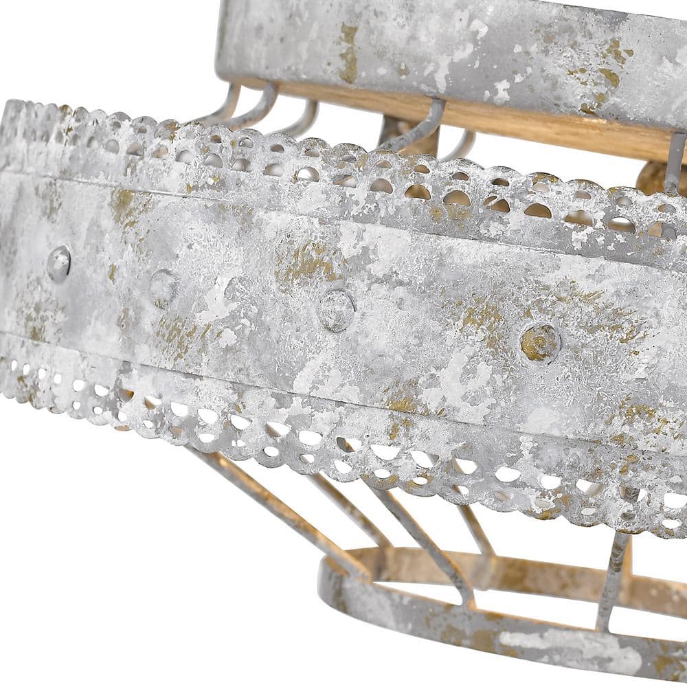Oyster White Rustic Farmhouse 14" Flush Mount