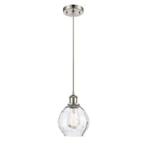 Waverly 1-Light Brushed Satin Nickel Shaded Pendant Light with Clear Glass Shade