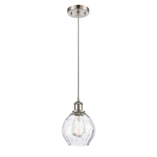 Innovations Waverly 1-Light Brushed Satin Nickel Shaded Pendant Light with Clear Glass Shade