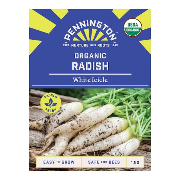 Pennington Organic Radish White Icicle Vegetable Seed 1422 - The