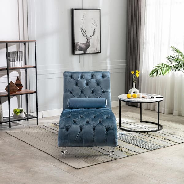 Light Blue Velvet Upholstered Tufted Ons Chaise Lounge Chair Indoor For Bedrooom Living H525 Clch Lbu The