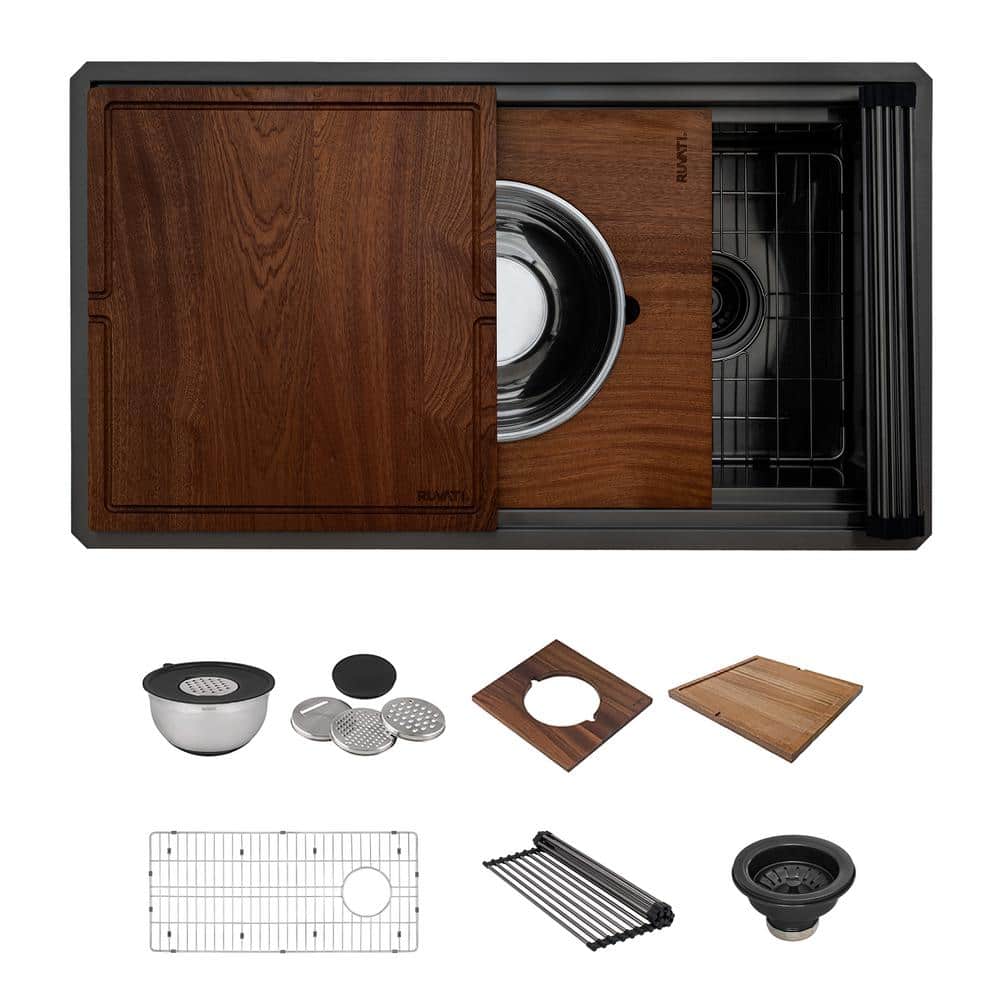 Ruvati 33.5" Black Stainless Steel Drop-In Kitchen Sink