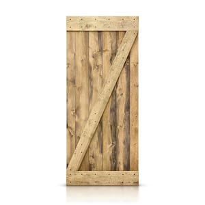 24 in. x 84 in. Distressed Z Series Weather Oak Solid Knotty Pine Wood Interior Sliding Barn Door Slab