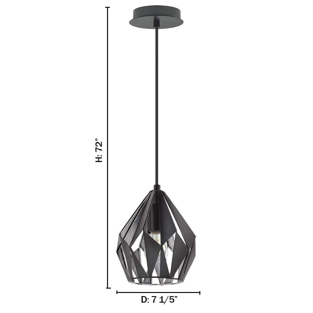 Carlton 3 Matte Black and Silver Industrial Pendant Light