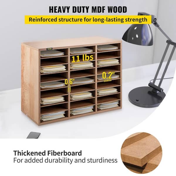 VEVOR 27 Compartments Wood Literature Organizer Adjustable Shelves Medium Density Fiberboard Mail Center Office Home School Storage for Files