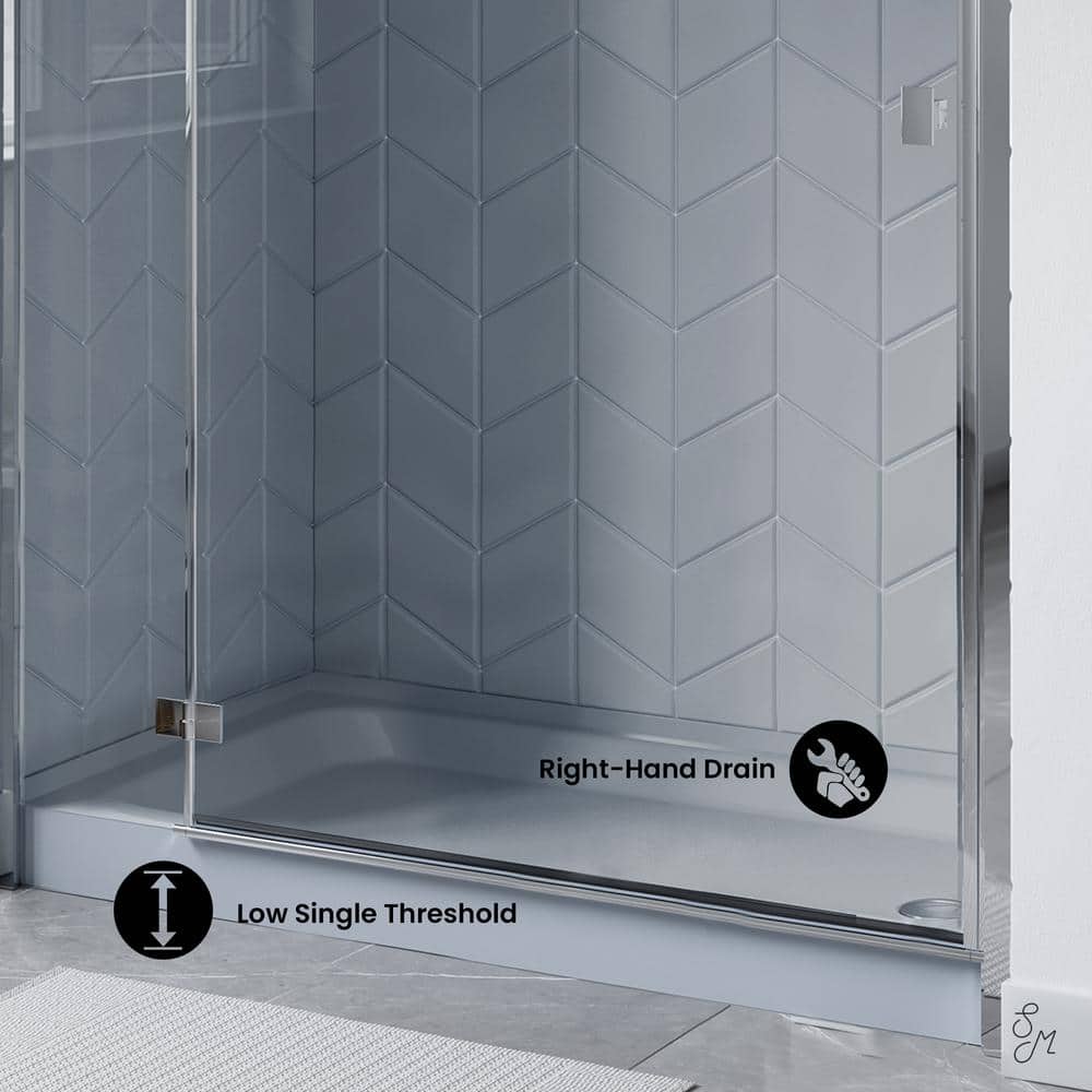 Voltaire 60" x 32" Gray Acrylic Shower Base with Right-Hand Drain