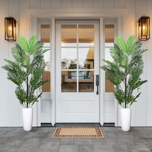 6.9 ft. Indoor Outdoor Artificial Fake Palm Tree in Pot for Home Garden Outdoor Office Decor (Set of 2)