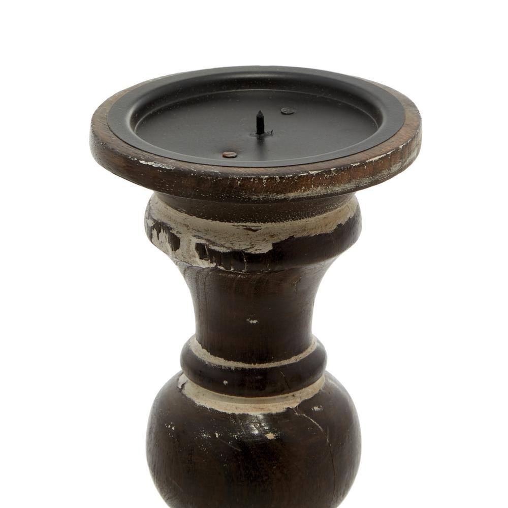 Radiant Glow Traditional Dark Brown Mango Wood Candle Holder Set of 3
