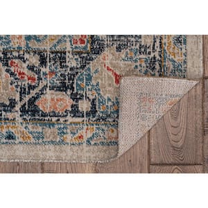 Leona Ivory and Blue Multicolor 5 ft. x 7.6 ft. Area rug