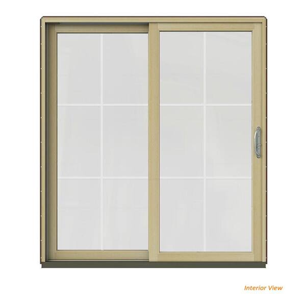JELD-WEN 72 in. x 80 in. W-2500 Contemporary Brown Clad Wood Right-Hand 6 Lite Sliding Patio Door w/Unfinished Interior