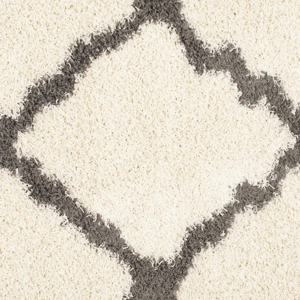 Ivory & Dark Grey Geometric Shag Square Rug, Easy Care Synthetic 6'x6'
