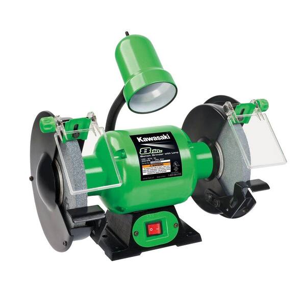 Kawasaki 5-Amp 8 in. Green Bench Grinder with Light