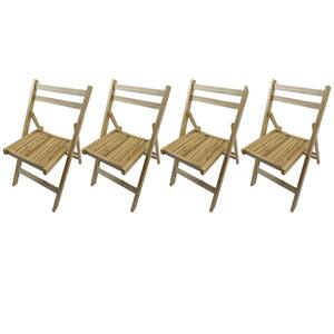 Folding Wood Outdoor Dining Chair Special Event Chair in Natural Set of 4