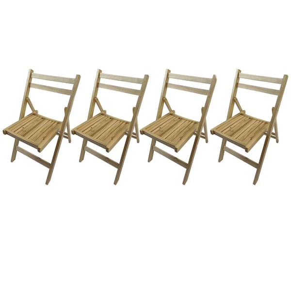 TIRAMISUBEST Folding Wood Outdoor Dining Chair Special Event Chair in Natural Set of 4