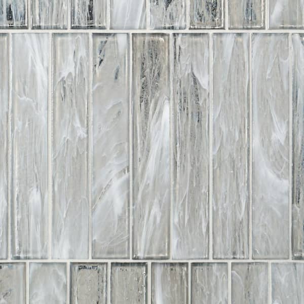 Fargin Brick Silver Haze 1.96 in. x 11.81 in. Polished Glass Subway Wall Tile (3.22 sq. ft./Case)