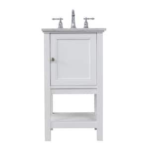 Simply Living 19 in. W x 18.38 in. D x 33.75 in. H Bath Vanity in White with Carrara White Marble Top