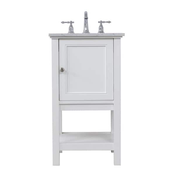 Unbranded Simply Living 19 in. W x 18.38 in. D x 33.75 in. H Bath Vanity in White with Carrara White Marble Top