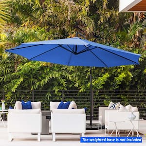 10 ft. Steel Cantilever Offset Outdoor Patio Umbrella with Crank in Blue