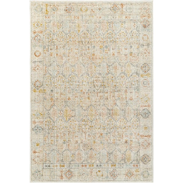 Livabliss Bitlis Butter/Gray Border 9 ft. x 12 ft. Indoor Area Rug ...
