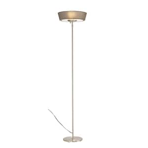 Harper 71 in. Satin Steel Floor Lamp with Grey Shade
