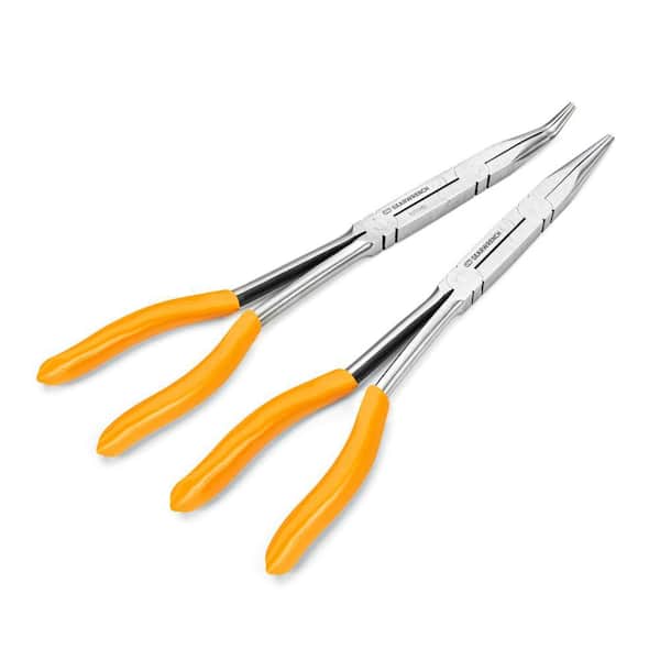 Double-X Long Reach Long Nose Straight and 45° Dipped Grip Plier Set (2-Piece)