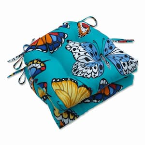 17.5 in. x 17 in. Outdoor Dining Chair Cushion in Blue/Multicolored (Set of 2)