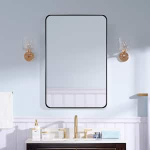 BELLA 24 in. W x 36 in. H Rectangular Aluminum Framed Wall-Mounted Bathroom Vanity Mirror in Matte Black