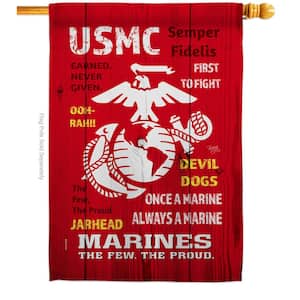 28 in. x 40 in. USMC House Flag Double-Sided Armed Forces Decorative Vertical Flags