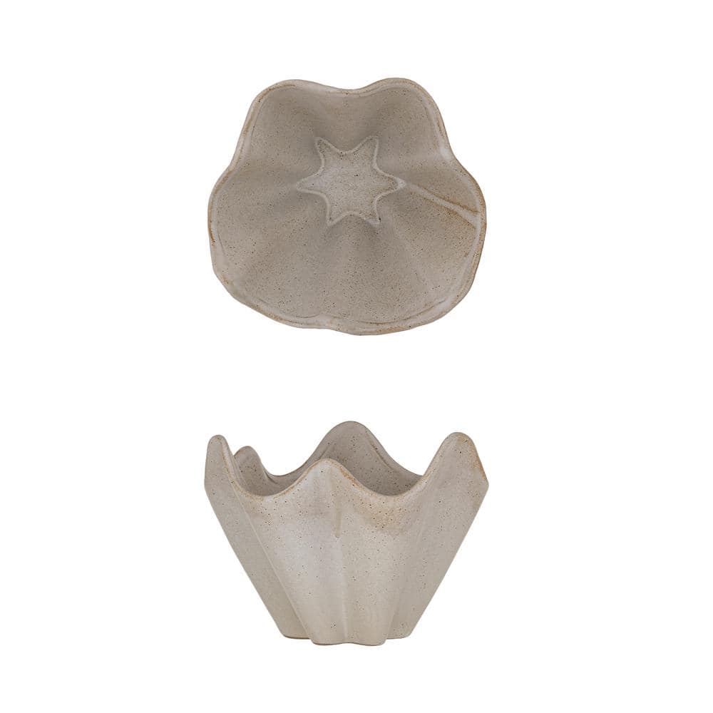 Cream Ceramic Ruffled Stoneware Bowl, 7.5-inch