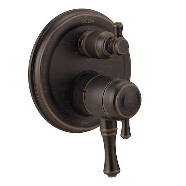 Delta Cassidy 2-Handle Wall-Mount Valve Trim Kit with 6-Setting Integrated Diverter in Venetian Bronze (Valve Not Included)