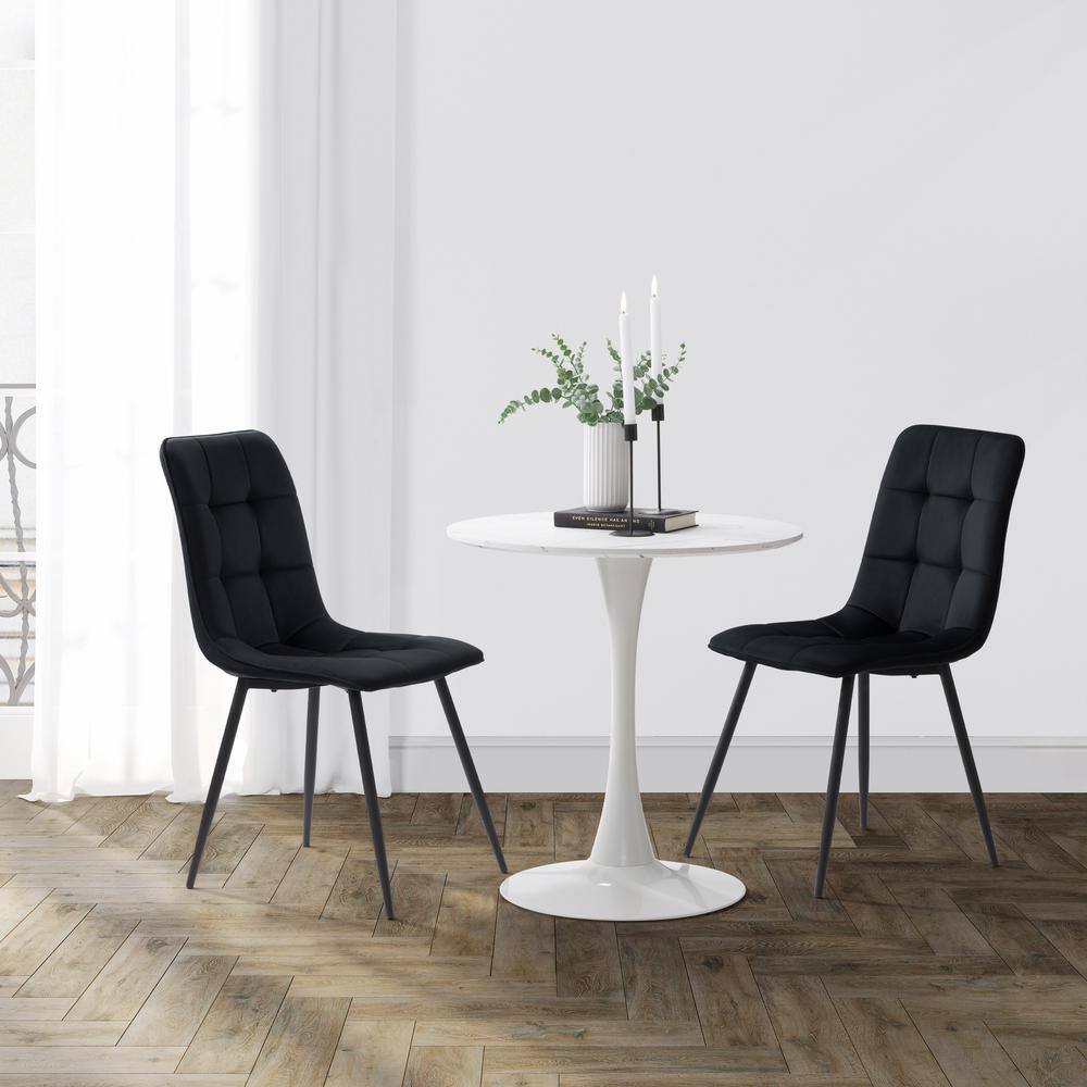 Nash Black Velvet Upholstered Side Chair with Metal Legs