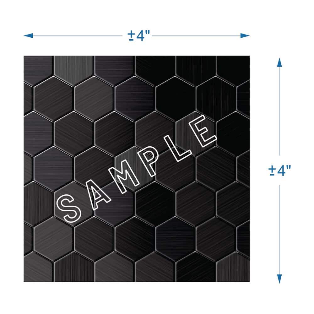 Hexagonia SB Black Stainless 29.61 in. x 30.47 in. x 5mm Metal Peel and  Stick Range Backsplash Mosaic (6.26 sqft/case)