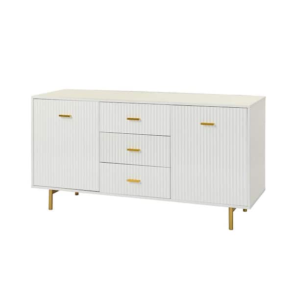 JAYDEN CREATION Damiana 65 in. Wide White Sideboard with 2 Doors