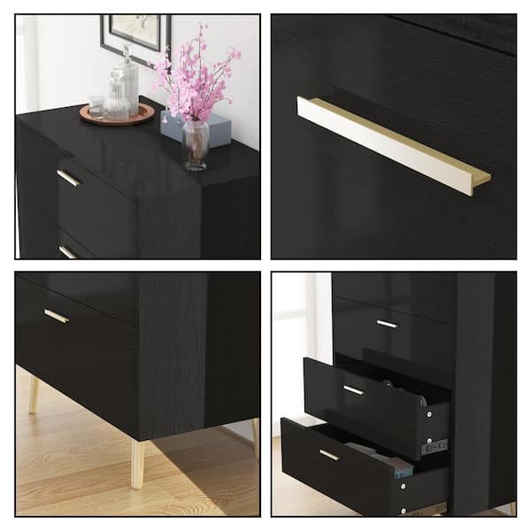FUFU&GAGA 4-Drawer Brown Wood 44.9 in. W Kids Low Dresser Storage Organizer Cabinet with Changing Table Open Shelf