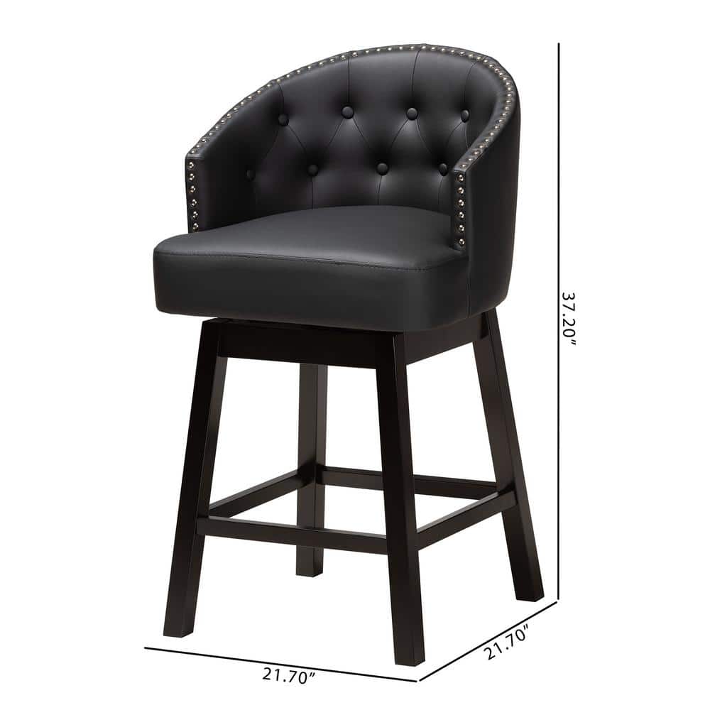 Espresso Brown and Black Faux Leather Swivel Counter Stool Set